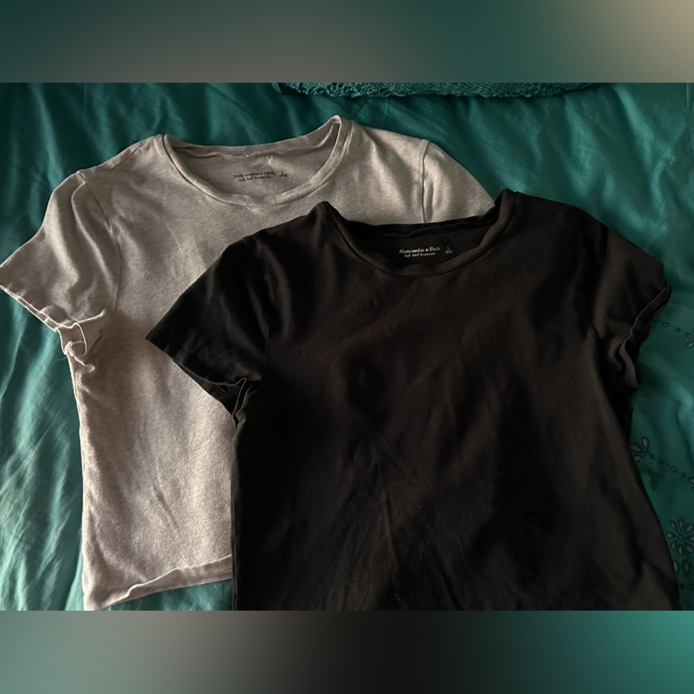Abercrombie & Fitch Black and Gray Soft Essentials Tees